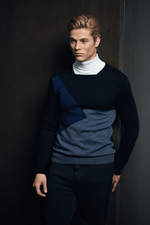 Pine  Intarsia Square Neck Pullover